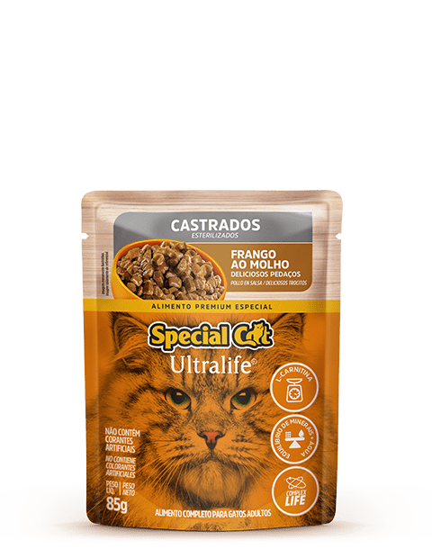 Ração Quatree Life Premium Especial Gatos Castrados Sabor Frango e